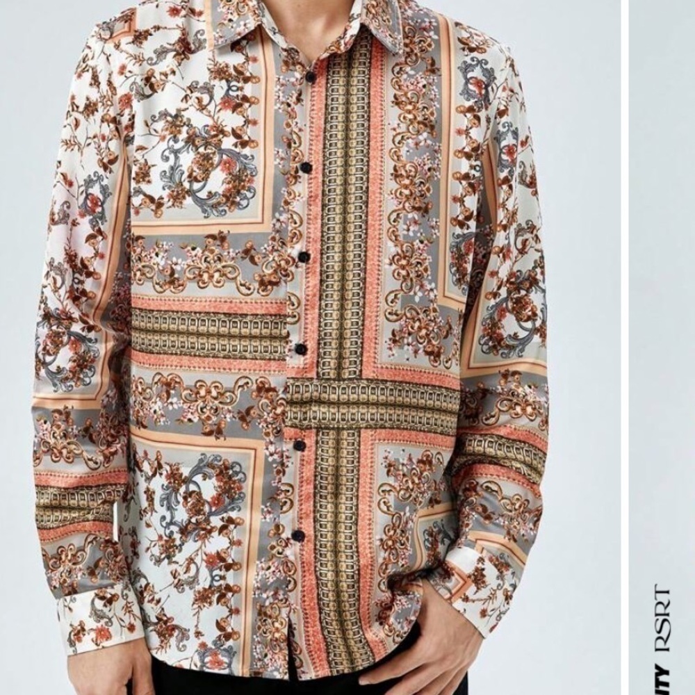 Men’s SHEIN button down silky feel renaissance vibes size XXL